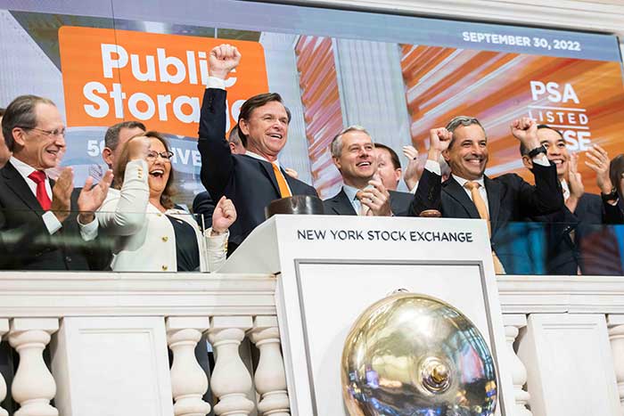 public storage ceo joe russell rings nyse opening bell to celebrate 50th anniversary